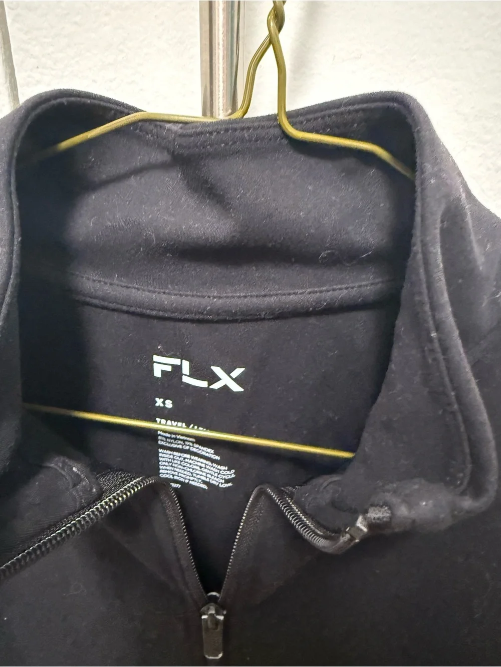 FLX Women’s Black Full-Zip Long Sleeve Workout Top, XS - Picture 3 of 3